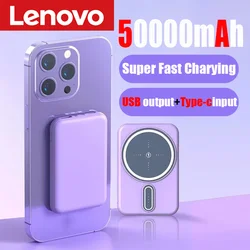 Lenovo 50000Mah Draadloze Magnetische Power Bank Super Snel Opladen Draagbare Batterij Oplader Voor Iphone Huawei Samsung 2024