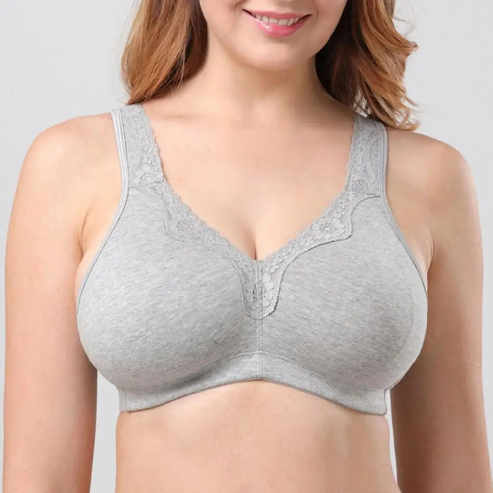 

Elastic Hem Bra Elegant Plus Size Lace Bra with Adjustable Straps Full Coverage Support for Women Comfortable Push-up for Ladies