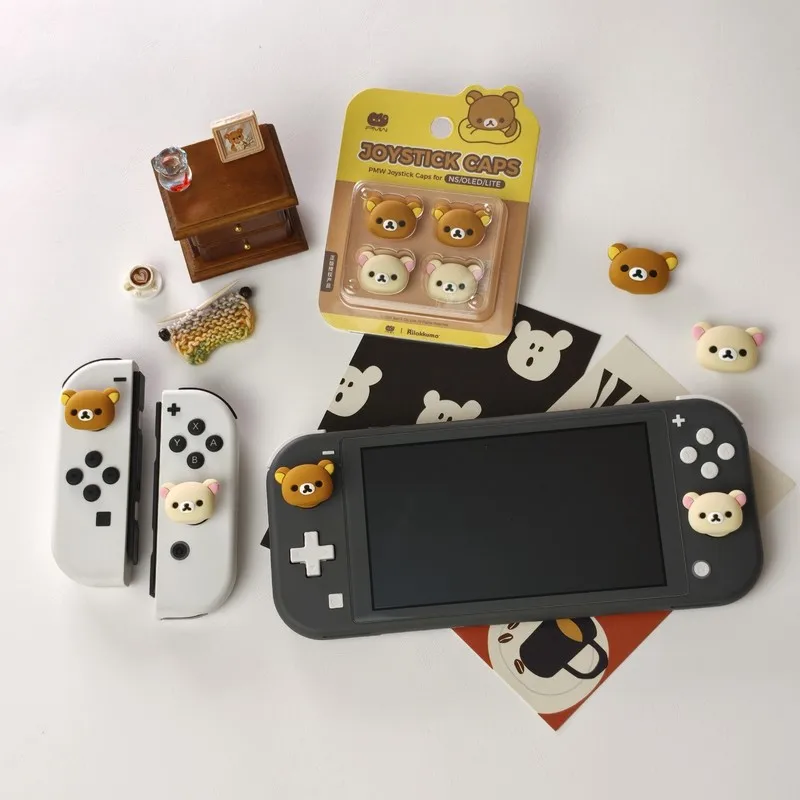 Rilakkuma Thumb Grip Caps Joystick Cover For Nintendo Switch 1 / Switch 2 Ns1 Ns2 Joy-Con Cute Silicone Analog Stick Protector