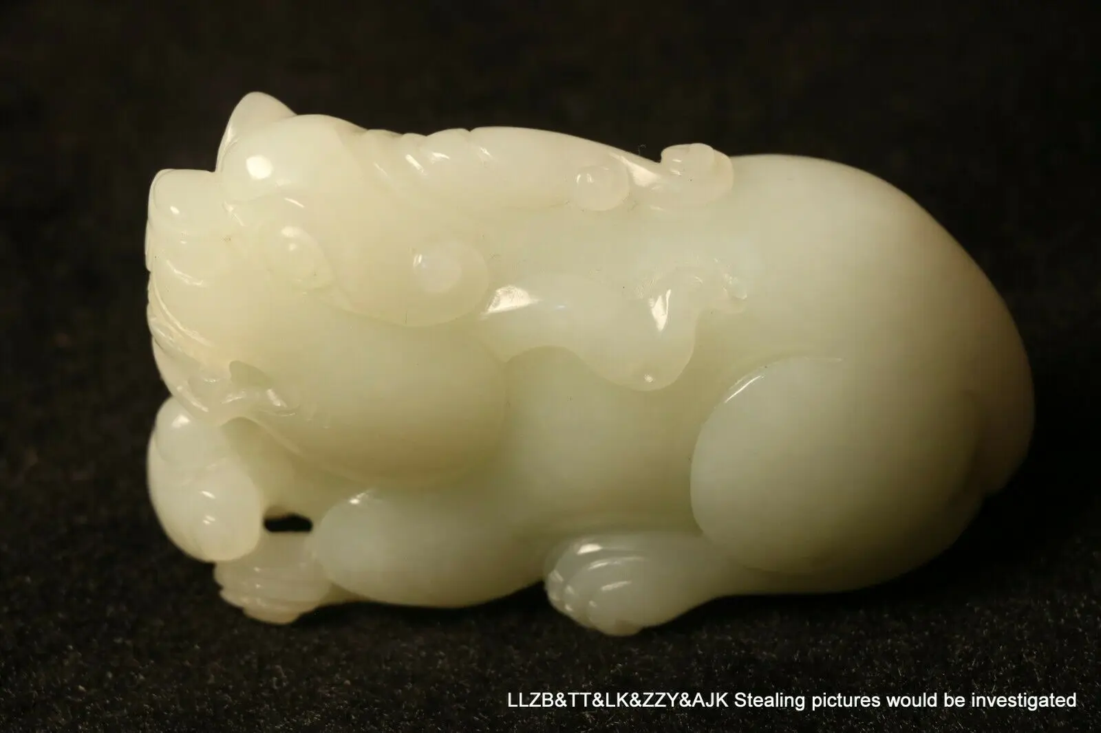 Cool Looking Chinese Antique Old Hetian White Jade Wealth God Pi Xiu Totem Statuette Carving Timestown 20201126A