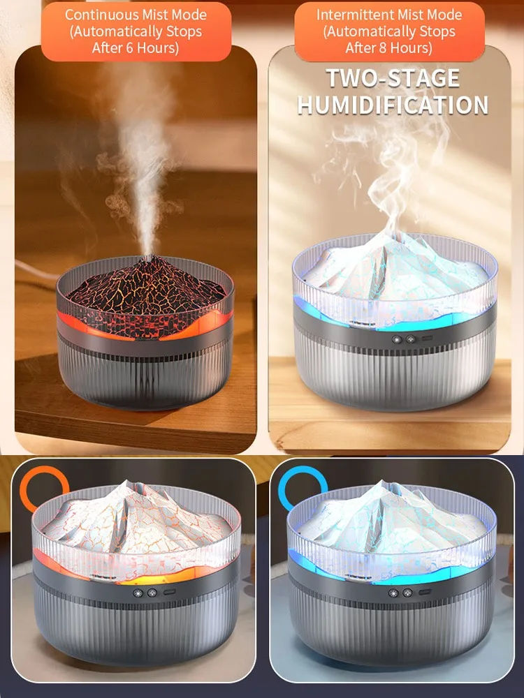 Air Humidifier Aroma Diffuser 1L Purifier Volcanic iceberg Night Light USB Ultrasonic Cool Mist Sprayer Essential Oil Fragrance