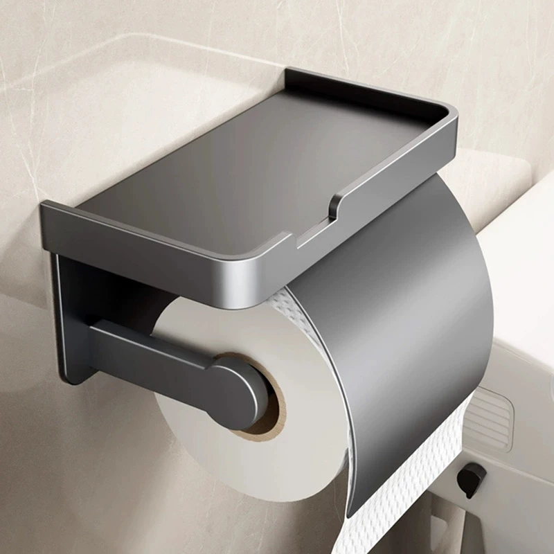 Toilet paper holder, wall-mounted storage rack for bathroom, waterproof tissue roll holder, restroom paper towel dispenser