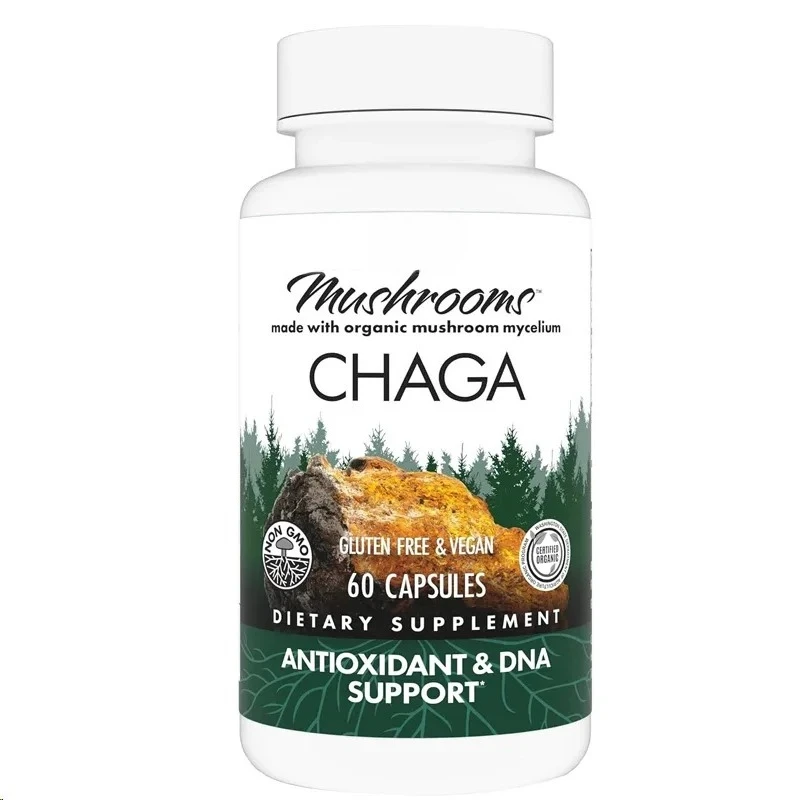 White Birch Mushroom Capsules, Antioxidant and DNA Support, Mushroom Supplement, Tasteless, 60 Capsules