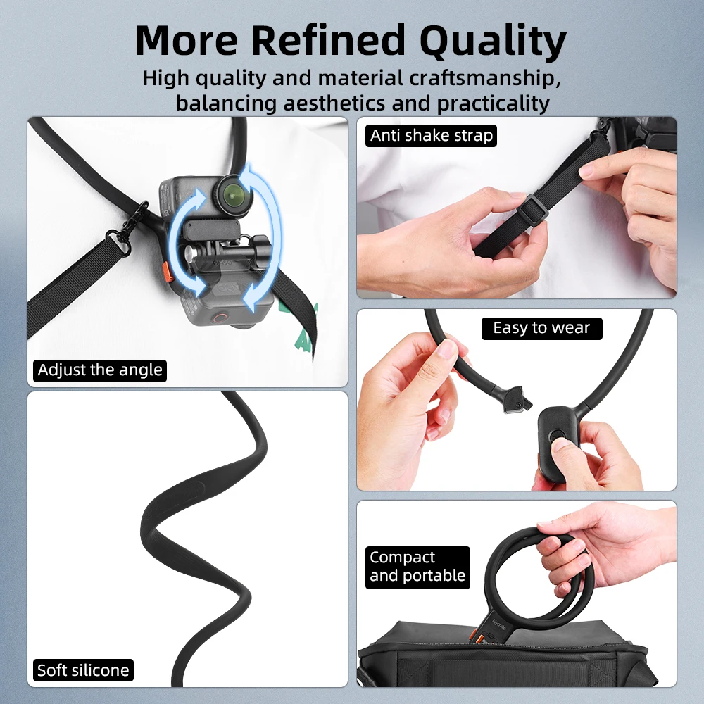 Flymile Nackenhalterung Brusthalterung für DJI Pocket 4/Action 6/Insta360 X6 Ace Pro 2/Gopro Zubehör Magnetische Schnellverschluss-Halterung – Detail 5