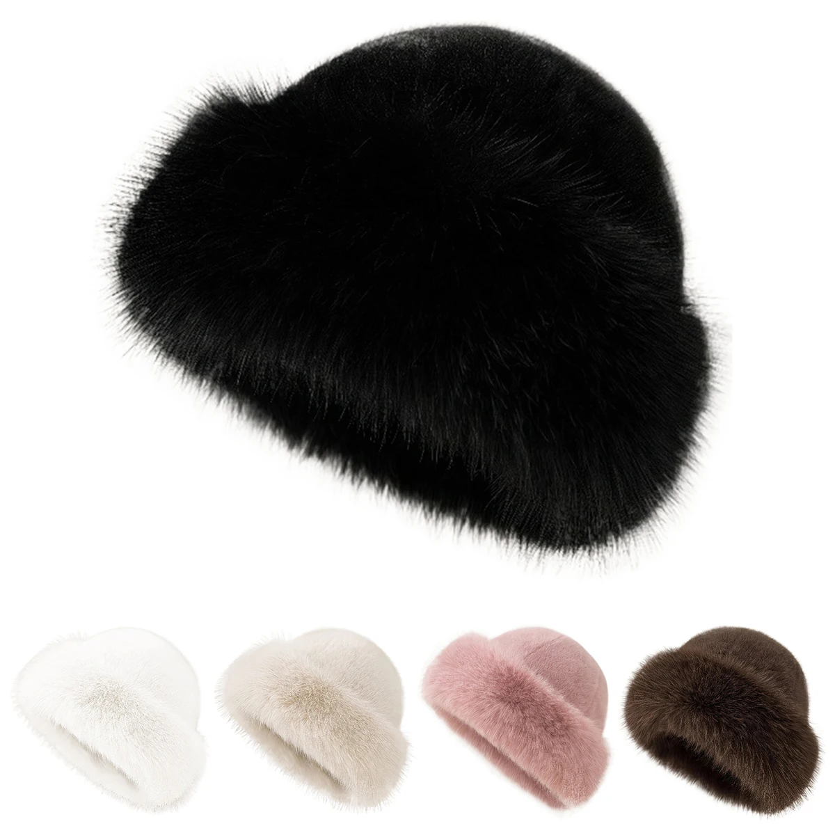 Unisex Plush Solid Color Pullover Cap Landlord Caps Autumn Winter Warm Fluffy Hat Melon Skin Hats Literary Hat Painter Cap