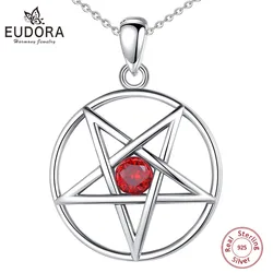 Eudora 925 Sterling Silver Inverted Pentagram Necklace for Women Man Amulet Guardian Star Tetragrammaton Pendant wiccan Jewelry