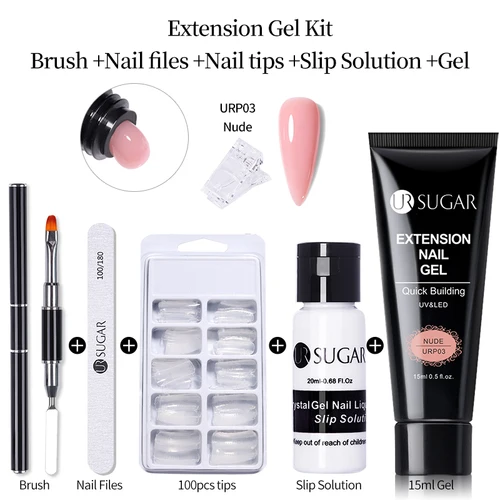 Imagen 2 del producto UR SUGAR-Kit de Gel para extensión de uñas, 15ml, 4/6 Uds., Gel duro de construcción rápida, cristal acrílico, esmalte de uñas de Gel desnudo, juego de Gel de construcción UV