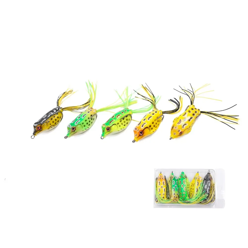 

SANLIKE 5PCS Saltwater Freshwater Lures Frog Fishing Lures Soft White Double Hooks Artificial Wildlife Fishing Hooking Tools