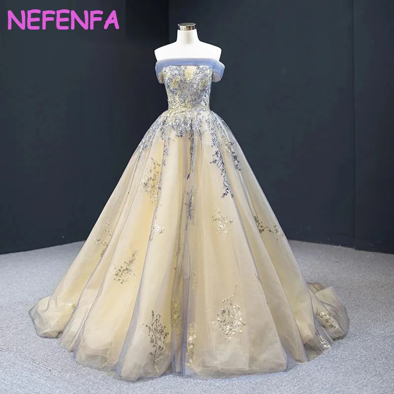 Szampan Hot Stamping Prom Dress Women Eleganckie długie suknie wieczorowe dla kobiet 2024 Formal Occasion Show Stage Host Dress