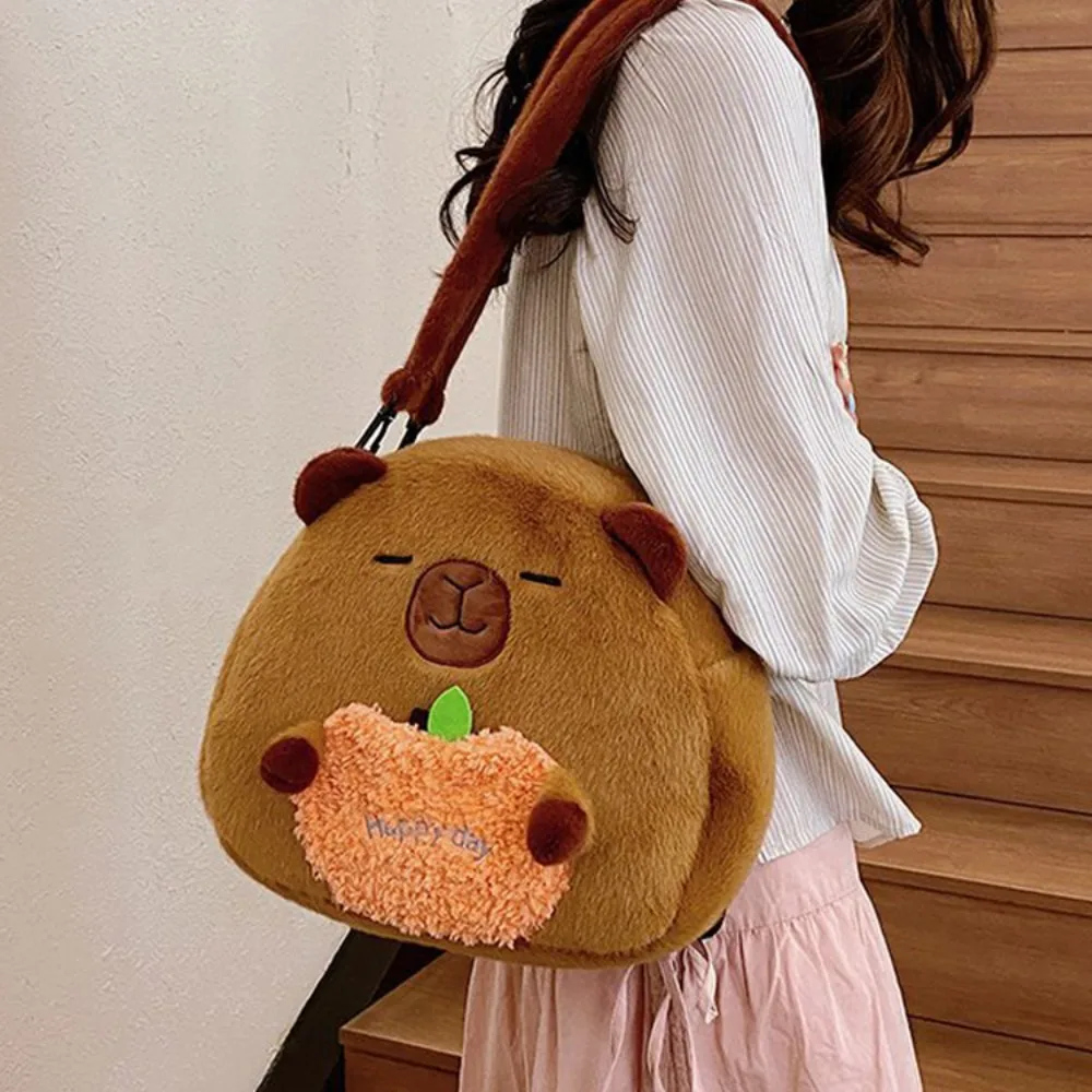 Mochila de capyabrio de peluche para regalo para niños, bolsa de capyabrio de dibujos animados suave, bolsa ligera para muñecos de dibujos animados, regalos