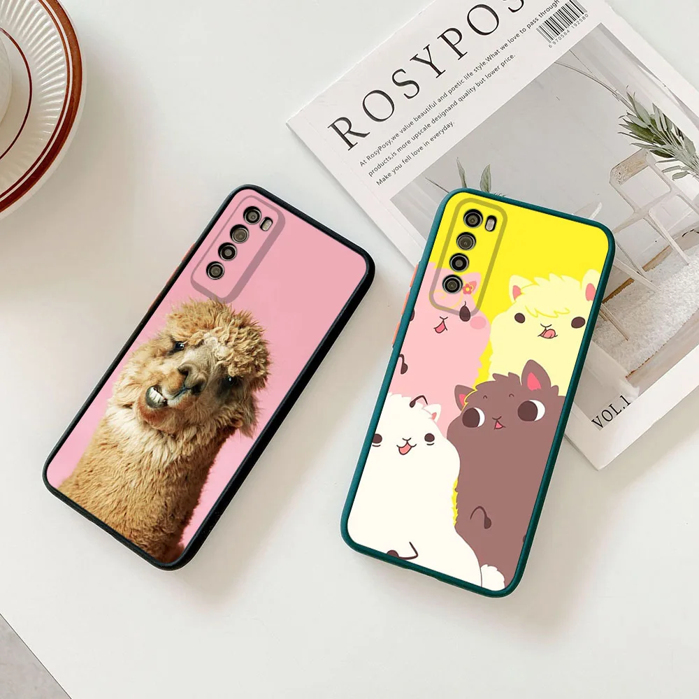 Phone Case for Redmi Note 12 4G 11s k40 12s Xiaomi 14 11 Lite 11t 12t 12c x Alpaca Llama Animal Matte Frosted Translucent Cover