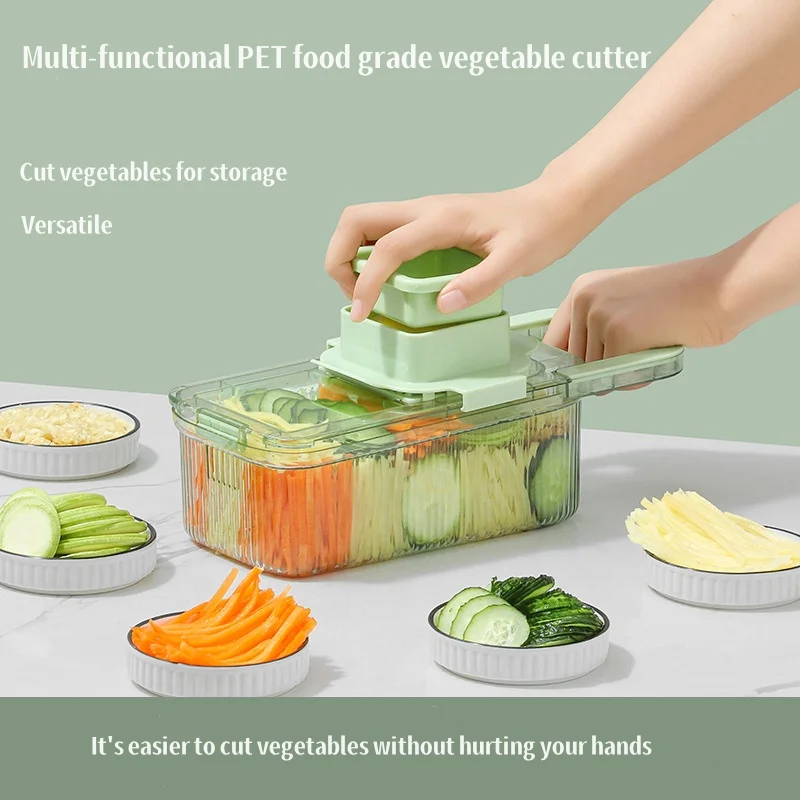 

Kitchen Stainless Steel Multifunctional Safe Manual Vegetable Slicer Cutter Potato Shredders Garlic Carrot Grater Chopper