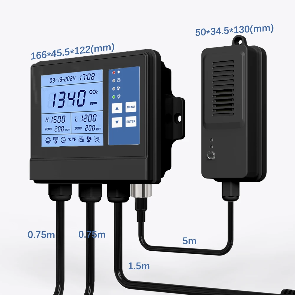 

Клапан CO2 и контроллер вентилятора для комнаты для выращивания, настенный монитор температуры и влажности CO2 и для выращивания в помещении