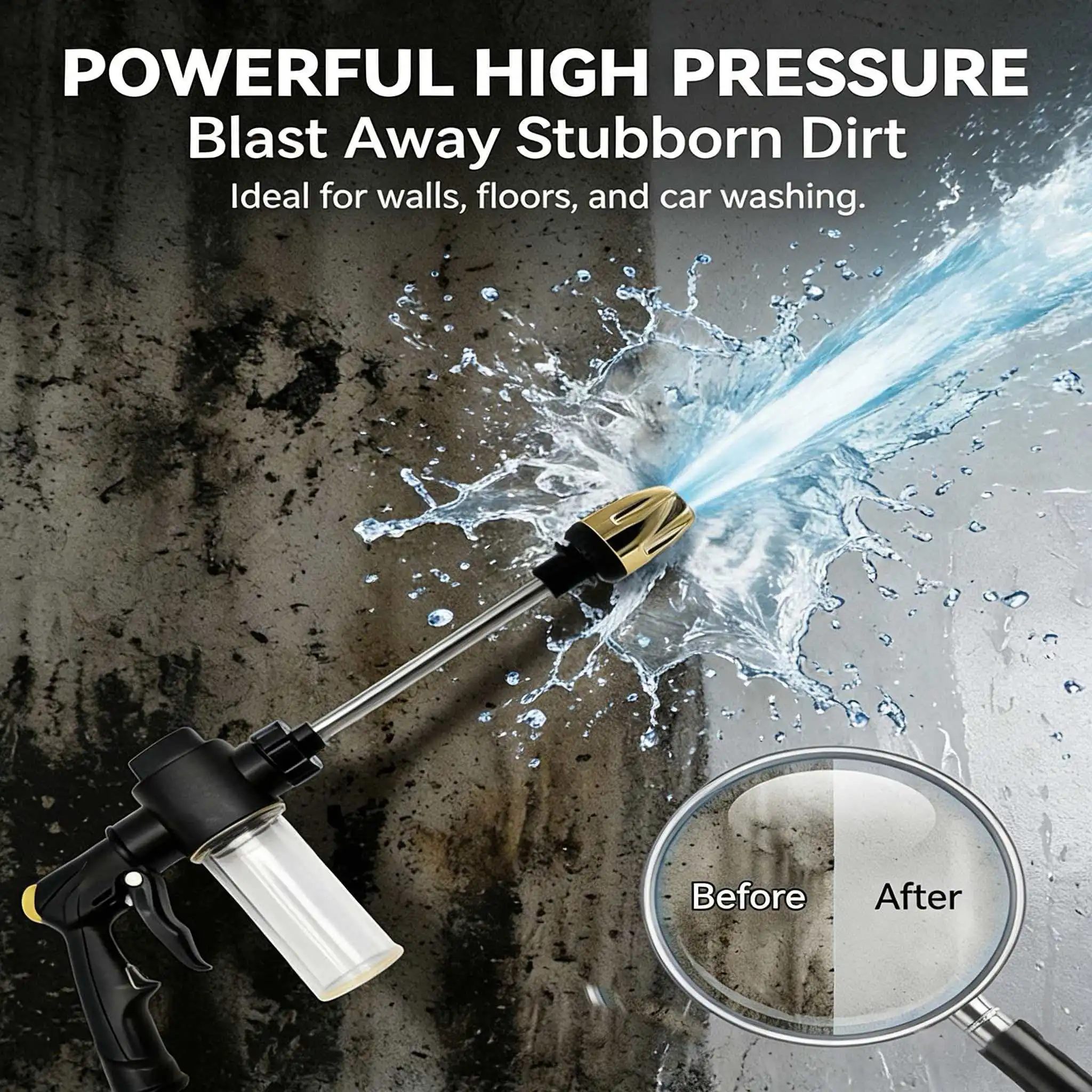 High Pressure Car Wash Water Gun With Foam Bottle Powerful Sprayer For Car Wall Floor Garden Cleaning Tool