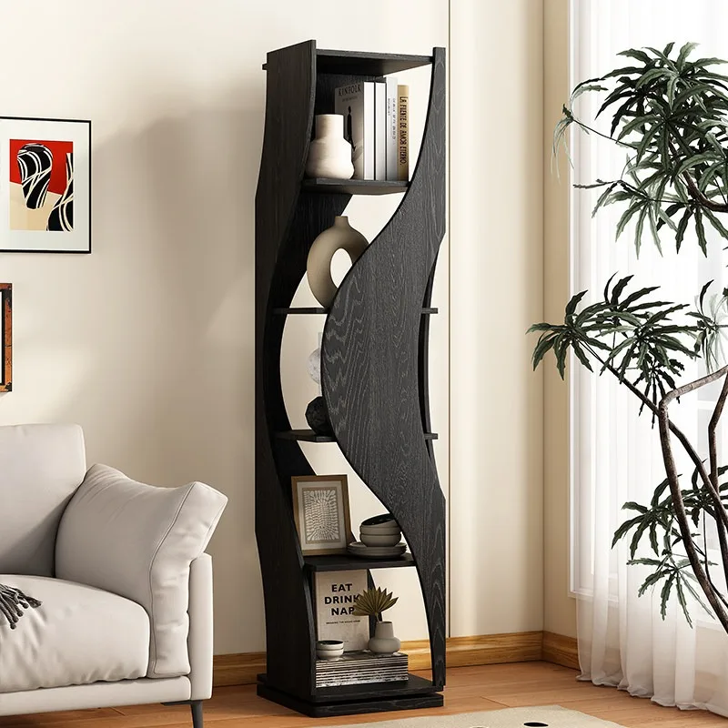 Full oak rotating bookshelf 360 degree bookcase solid wood creative special-shaped living room = shelf