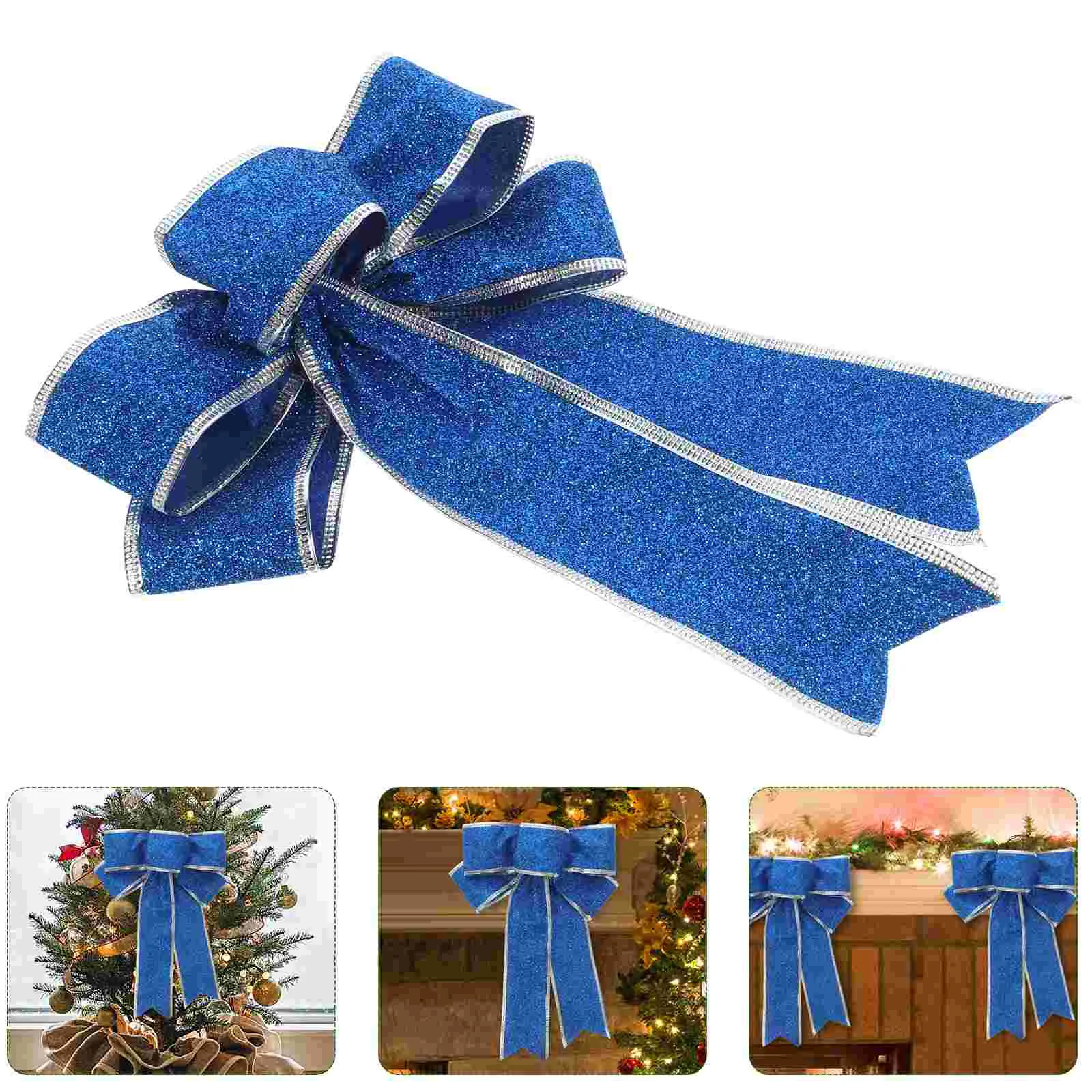 5 Pcs/Pack Christmas Ribbon Bow Decoration Wedding Ceremony Decorations Flash Bows for Tree