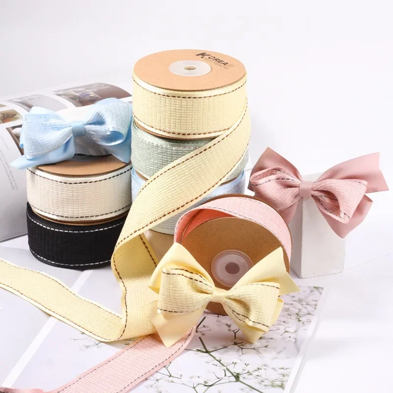 10/50 Yards Double Side Velvet Ribbon Grosgrain Solid Color DIY Craft Supplies Handmade Packing Material Hair Bow Making