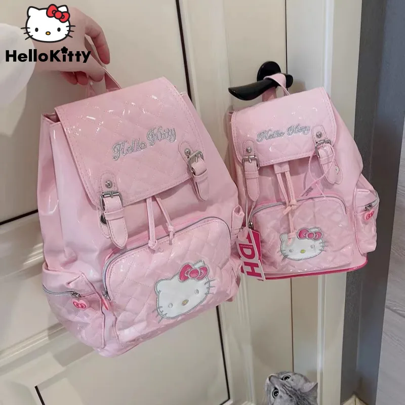 Sanrio Hello Kitty Y2K Spicy Girl PU Gothic Backpack Japanese Fashion Harajuku Large Capacity School Bag Female Cute Travel Bags