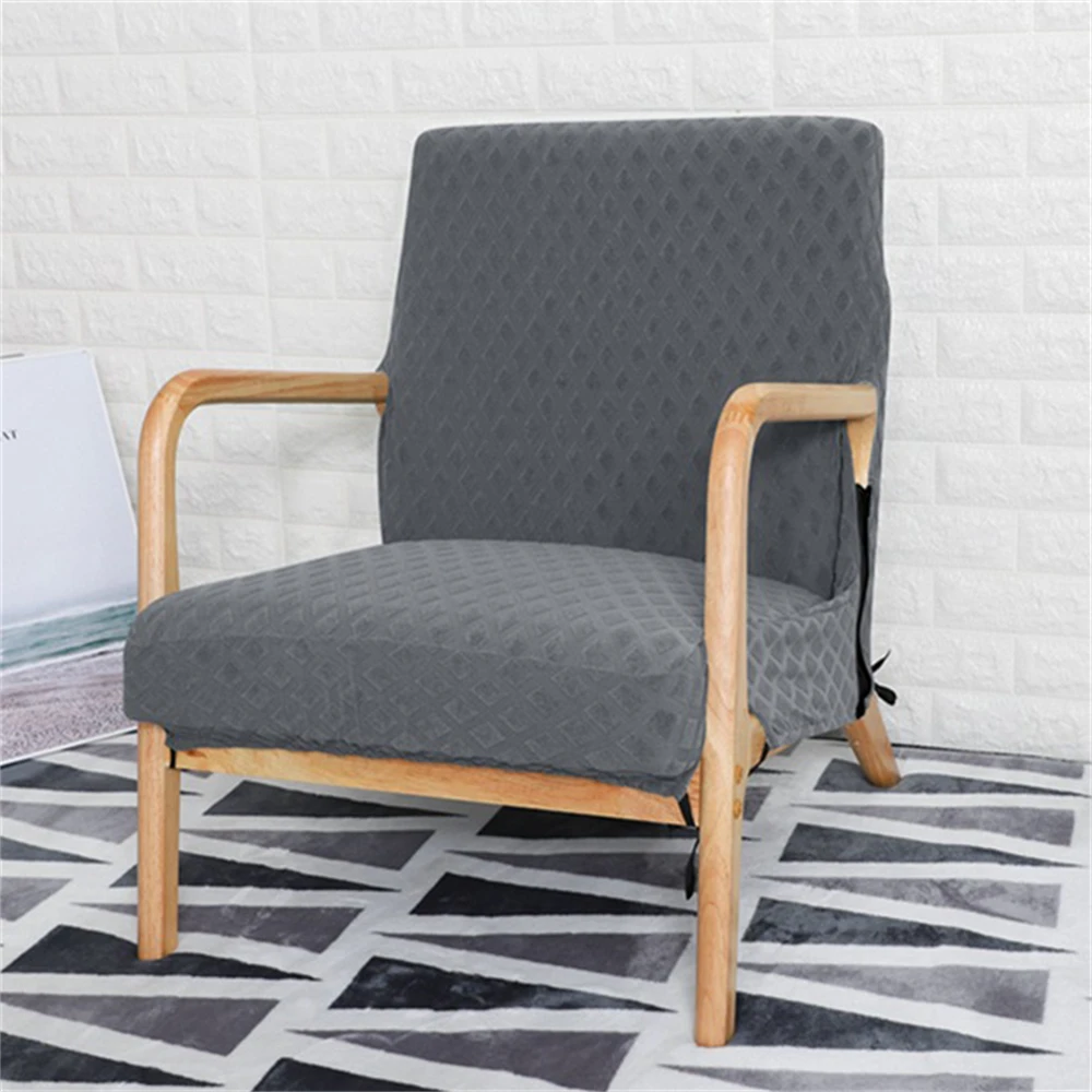 

Soild Jacquard Washable Dining Chair Cover Elastic Wingback Chair Cover High Back Sloping Armchairs Slipcover for Home Decor