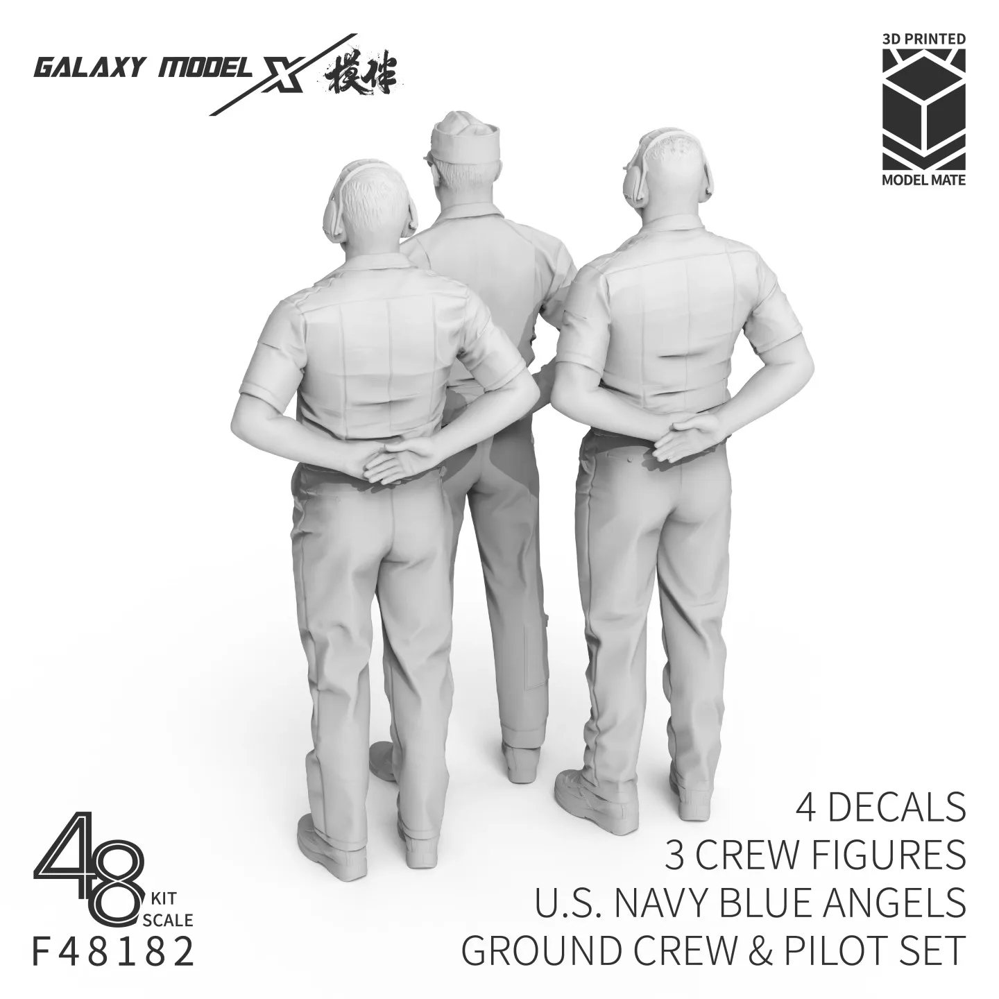 Galaxy 1/48 Diorama Scene Accessory Kit, US Navy Blue Angels Ground Crew & Pilot 3‑Person Set for Scale Model Hobbyists