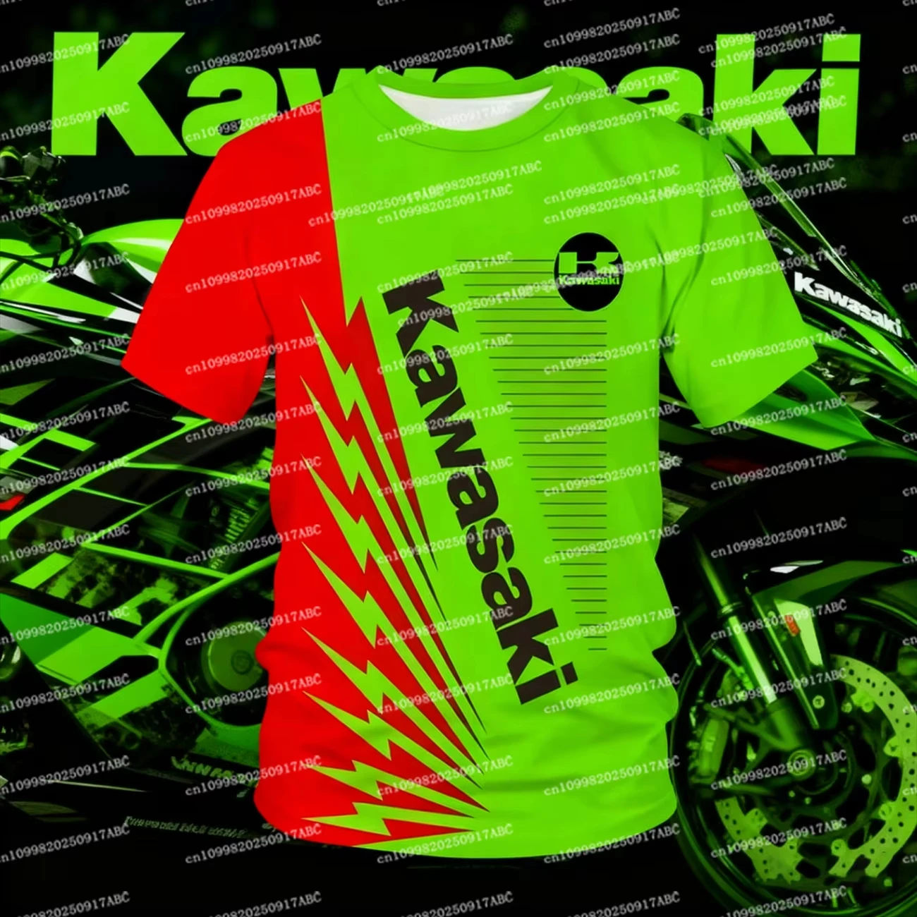(كاواساكي) الصيف الرجال التي شيرت كاواساكي دراجة نارية سباق ثلاثية الأبعاد طباعة المرأة تي شيرت Y2K التجفيف السريع الرجال الملابس ملابس رياضية فضفاضة #6