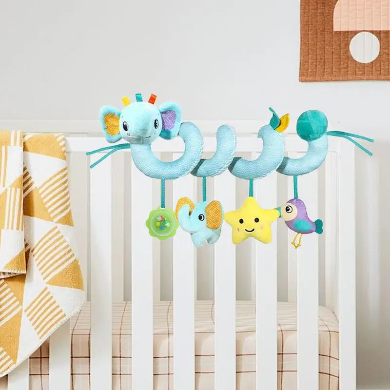 Seggiolino auto Giocattoli Seggiolino auto per bambini Sonagli Sonaglio sensoriale colorato Peluche Passeggino Ornamento per 0-3 anni Abilità cognitive di guida