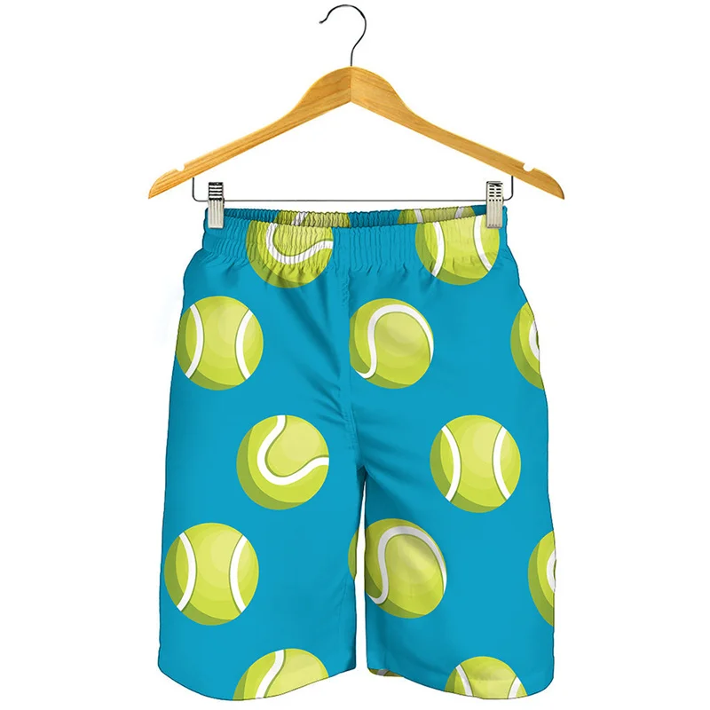 Tennis Racket Ball 3d Print Beach Shorts For Men Kids Summer Quick Dry Swim Trunks Sports Short Pants Cool Surf Board Shorts