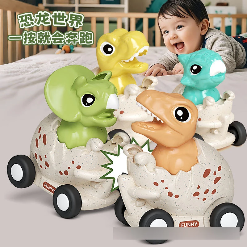 مجموعة ألعاب سيارة ديناصور بالقصور الذاتي من اضغط على المشي، هدية لعبة أطفال كرتونية لطيفة من ترايسيراتوبس للمشي تيرانوصور ريكس، XT24