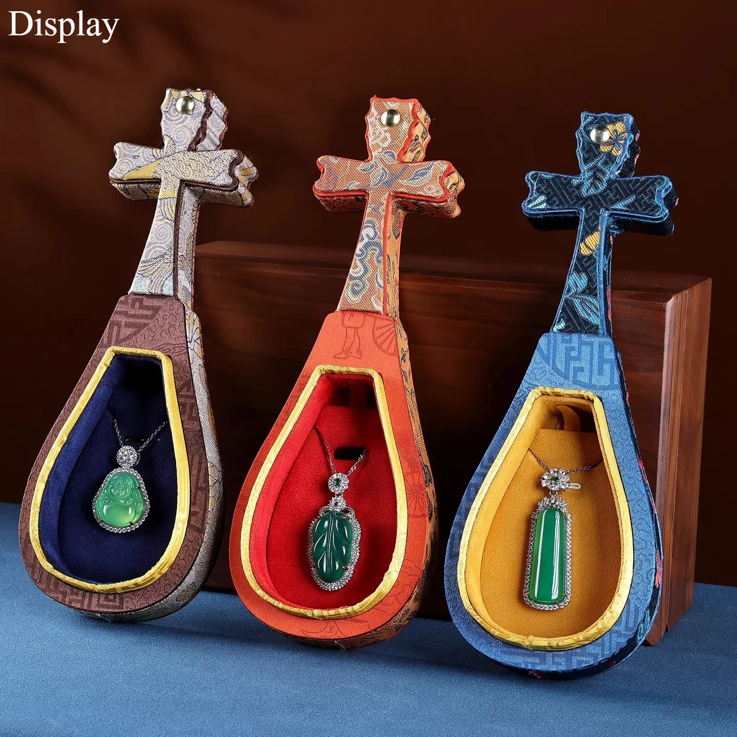 

​Necklace Earring Jewelry Box, Chinese Palace Style Velvet Storage Gift Box, Elegant Exquisite Present for Women