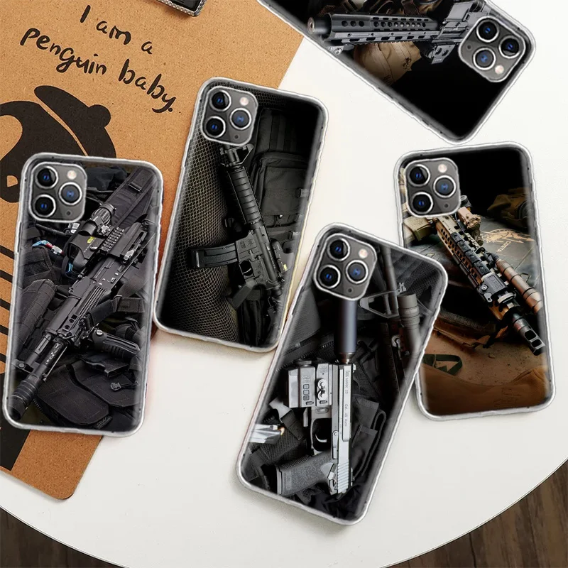 The Military Weapon Case for iPhone 12 13 Mini 14 Plus 15 16 Pro Max 11 X XS Max Clear TPU Protective Phone Cover Coque