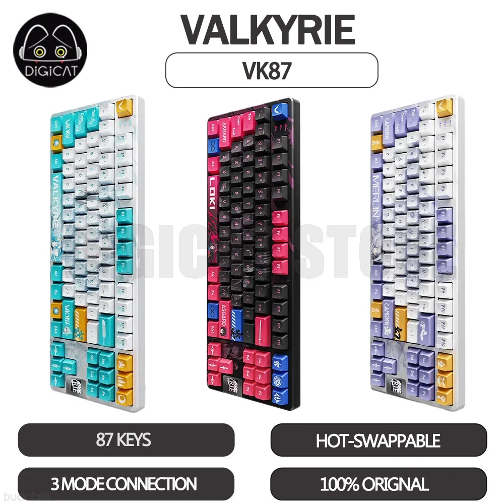 

VALKYRIE VK87 Gamer Mechanical Keyboard Gasket Hot Swap Keycap PBT 3Mode Wireless Keyboard RGB Backlit Customize Gaming Keyboard