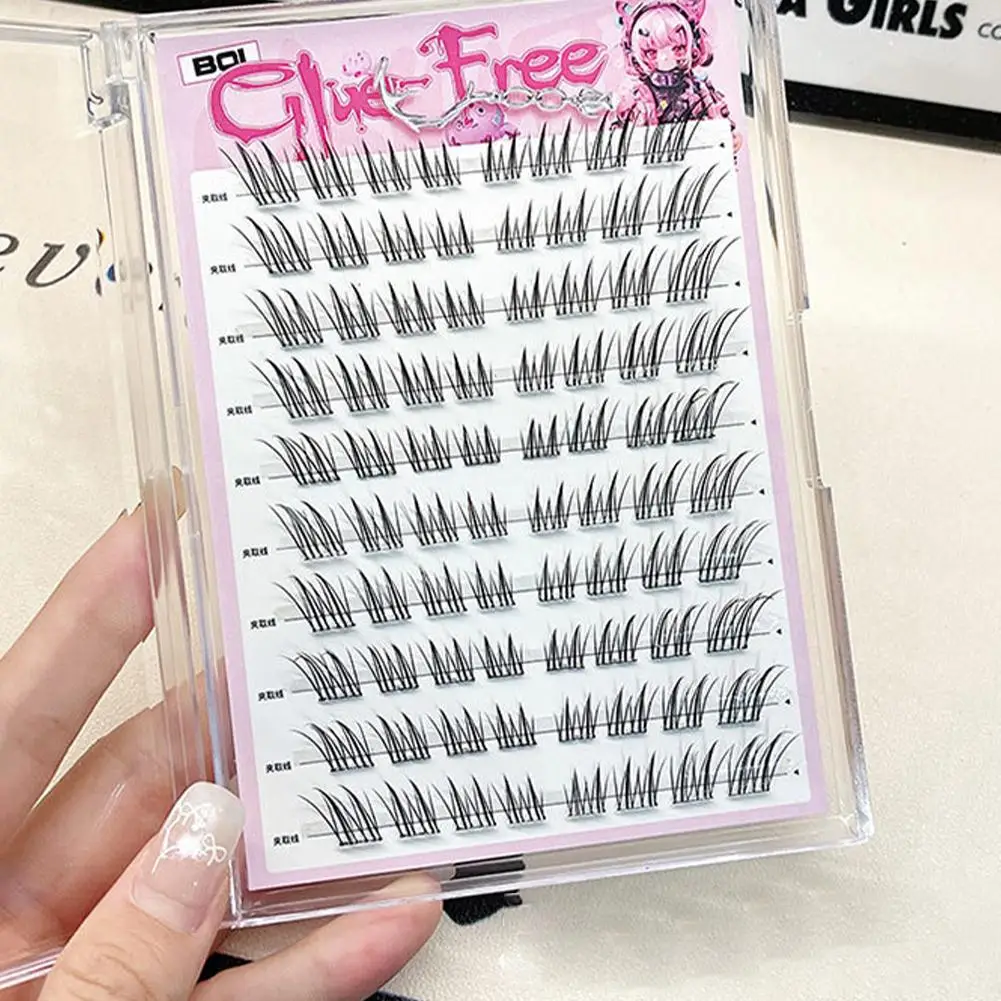 Ensemble de faux cils sans colle, supérieurs et inférieurs, couleur marron segmentée, aspect naturel et frais, imperméable, usage quotidien pour les fêtes