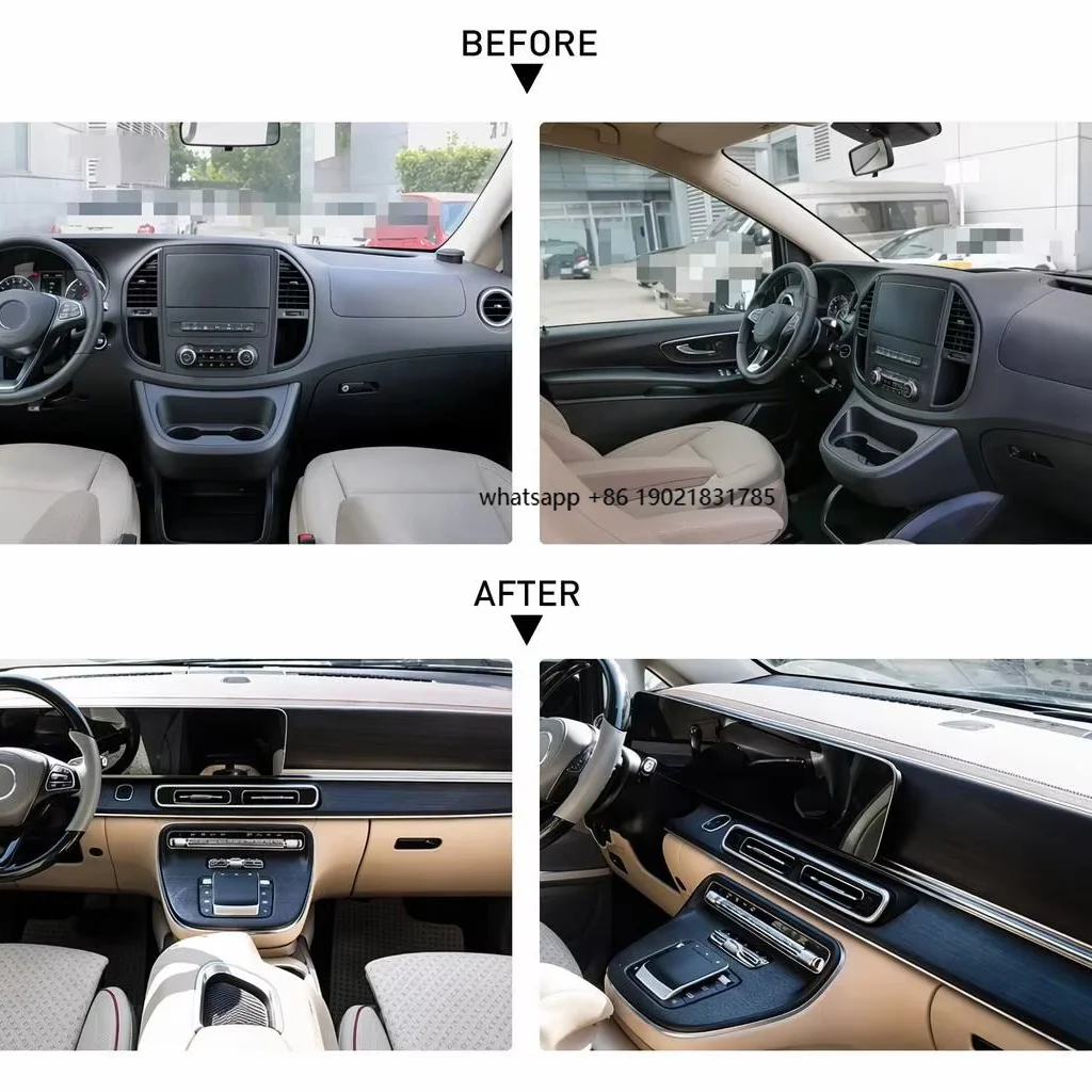 Haomi 2026 Trending V300 Dashboard for Vito W447 Luxury Plastic Dual Screen Cockpit Smart Cabin Van Interior Upgrade