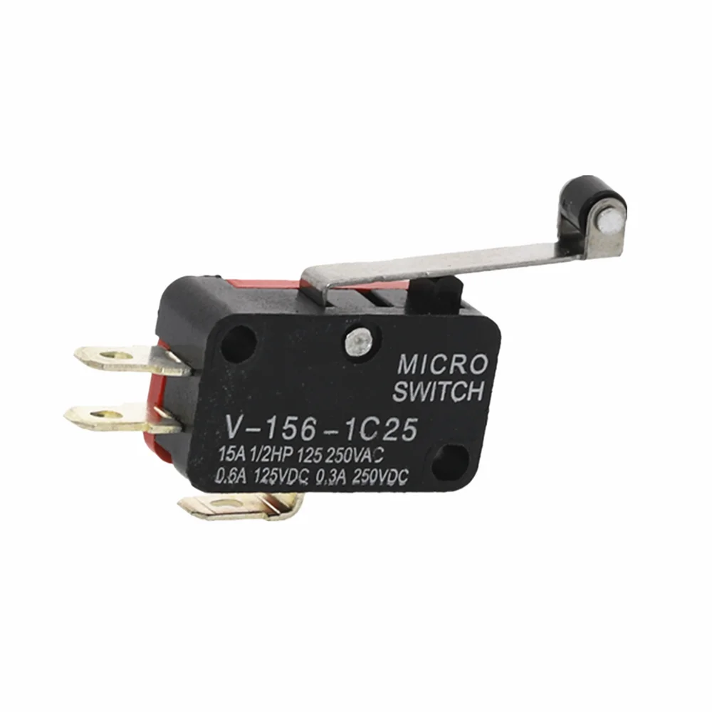 10Pcs V-156-1C25 Roller Lever Arm SPDT 1NO 1NC  Micro Limit Switch 3 Terminals Momentary