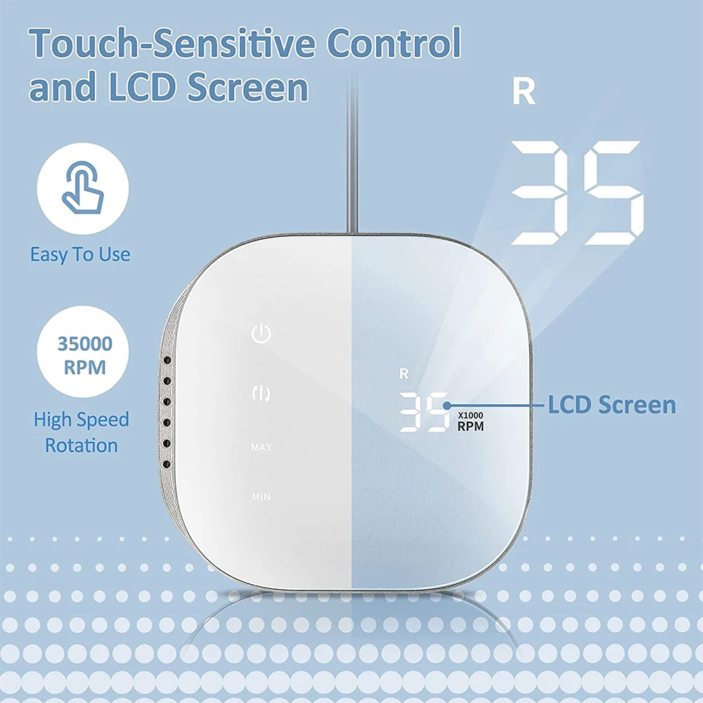 Machine de manucure électrique avec contrôle tactile et écran LCD, perceuse à ongles 35000 tr/min, lime à ongles électrique pour ongles en Gel acrylique