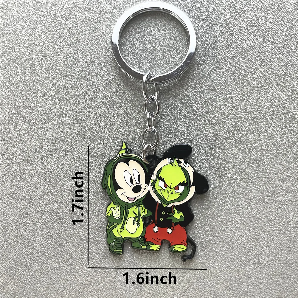 Disney Mickey Grinch Metal Keychain Cosplay Holiday Family Gift for Boys and Girls