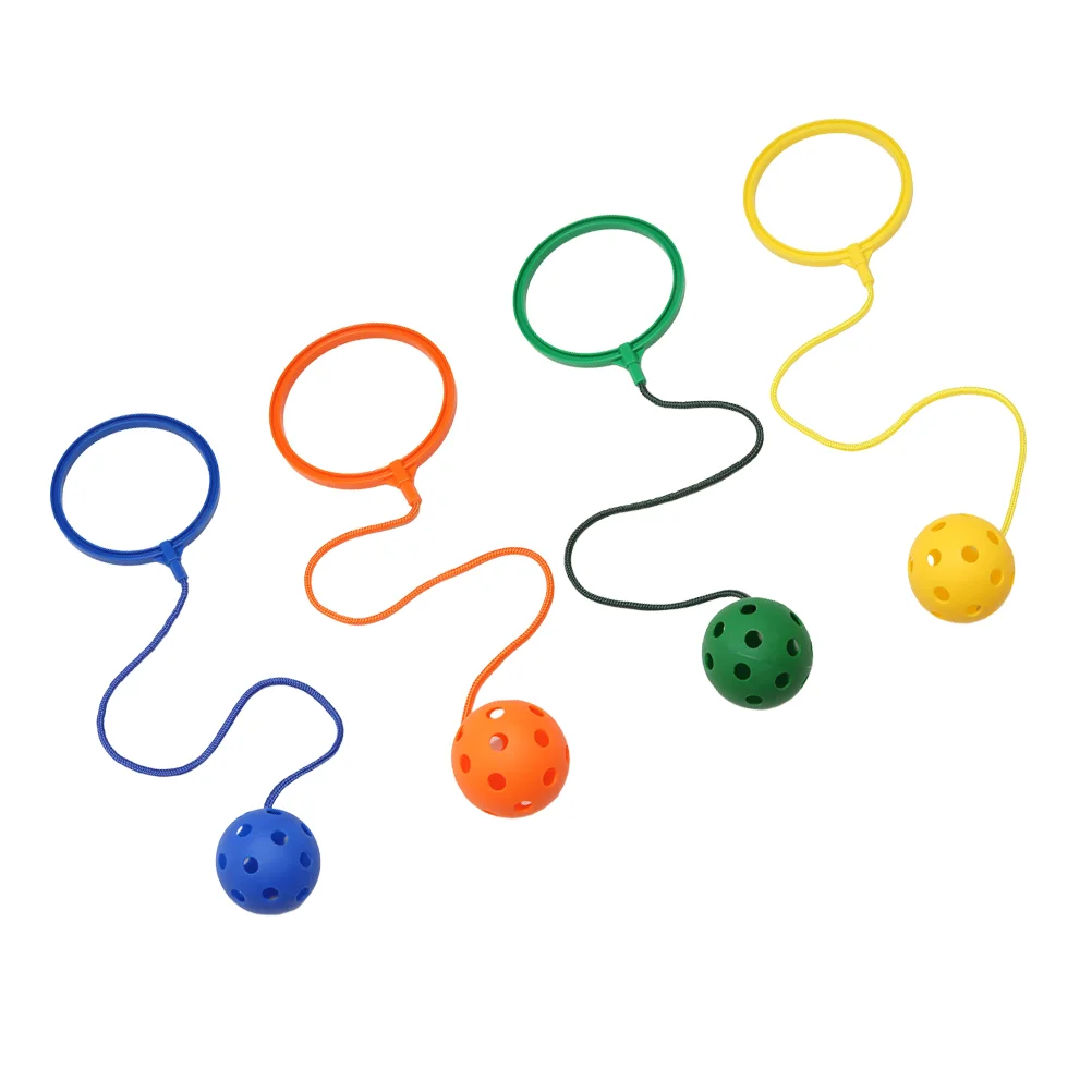 4pcs Elasticity Fitness Ball Toys Rotating Jumping Ring Single Foot Ball Kids ( Yellow and Green)