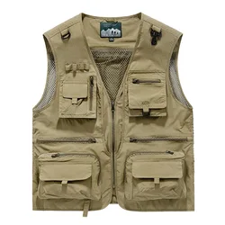 New Summer Outdoor Work Men Multi-Pocket Fishing Vest Thin Fishing Photography Men's Coat Tactical Vest Hunting Vest