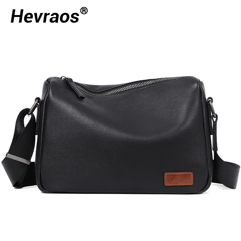 

New Genuine Leather Men's Shoulder Bag Flap Messenger Bag Cowhide Leather Casual Business Man Crossbody Bag Small Men Bag