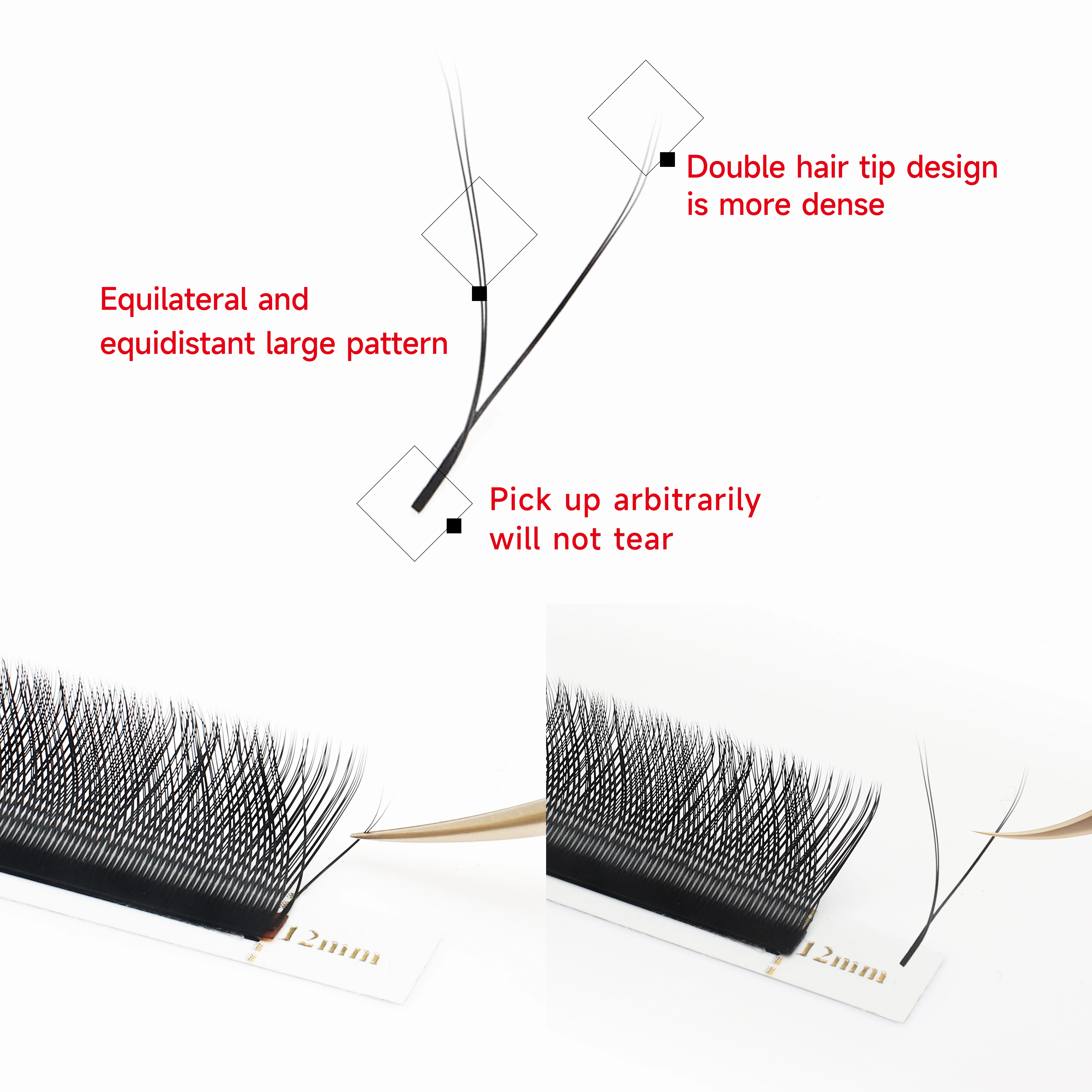 XIUSUZAKI YY Shape Lashes Extensions Brown Black Double Triple Tips Eyelashes Extension Soft Premade Volume Fan Lashes Extension