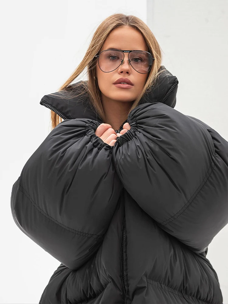 

Повседневная женская куртка оверсайз с подкладкой, длинными рукавами, свободным кроем, воротником-стойкой, на молнии, универсальная, модная женская одежда