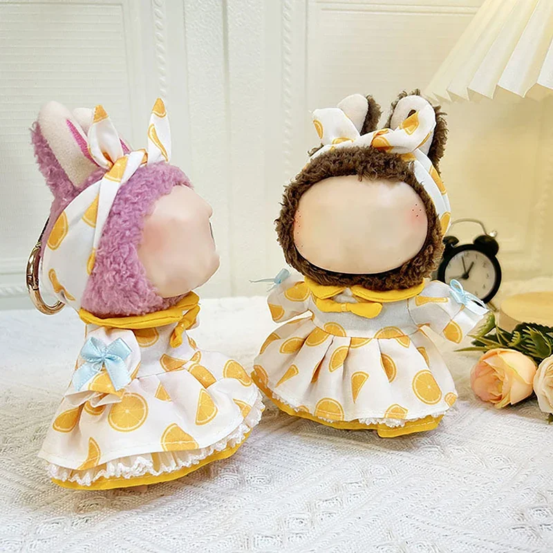 Simpatici mini vestiti per bambole di peluche Solo abiti Accessori di abbigliamento per bambole Labubu da 17 cm Maglione con cappuccio Abbigliamento Regali per bambini fai da te