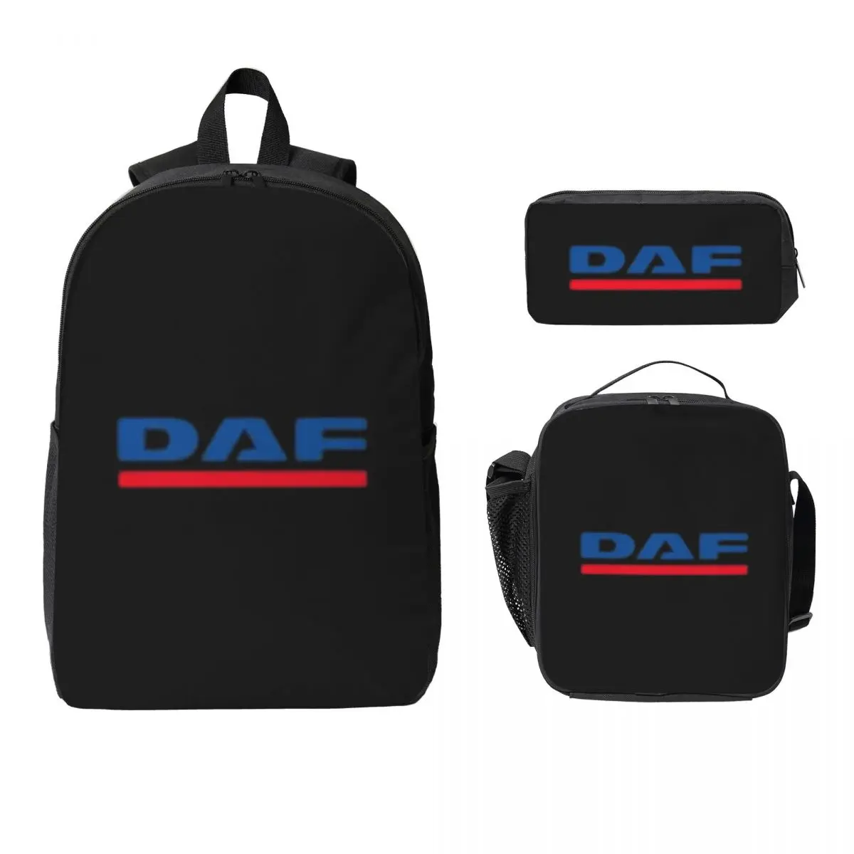 

DAF Logo Backpack Student BookBag School Bag Laptop Shoulder Bags 3ps Insulated Lunch Bag Pencil Case