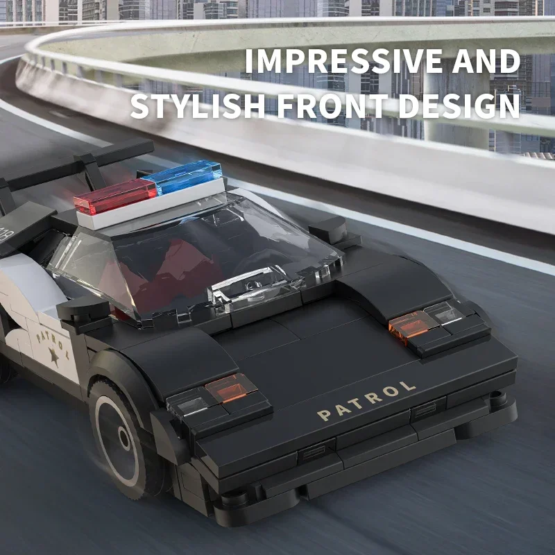 Blocs de construction de voiture de Police de patrouille de ville, 266 pièces, modèle de véhicule, briques, ornements de bureau, jouets éducatifs de bricolage, cadeaux de vacances pour enfants