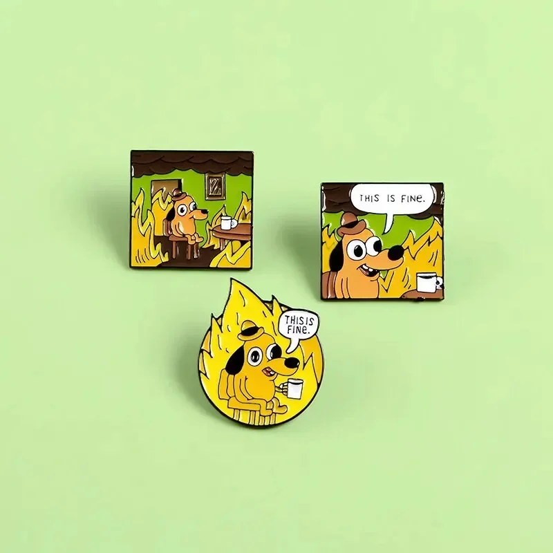 Creative Little Yellow Dog เข็มกลัด Universal โลหะลูกสุนัขกาแฟ Badge อินเทรนด์เสื้อผ้าอเนกประสงค์กระเป๋าอุปกรณ์เสริมเข็มกลัด