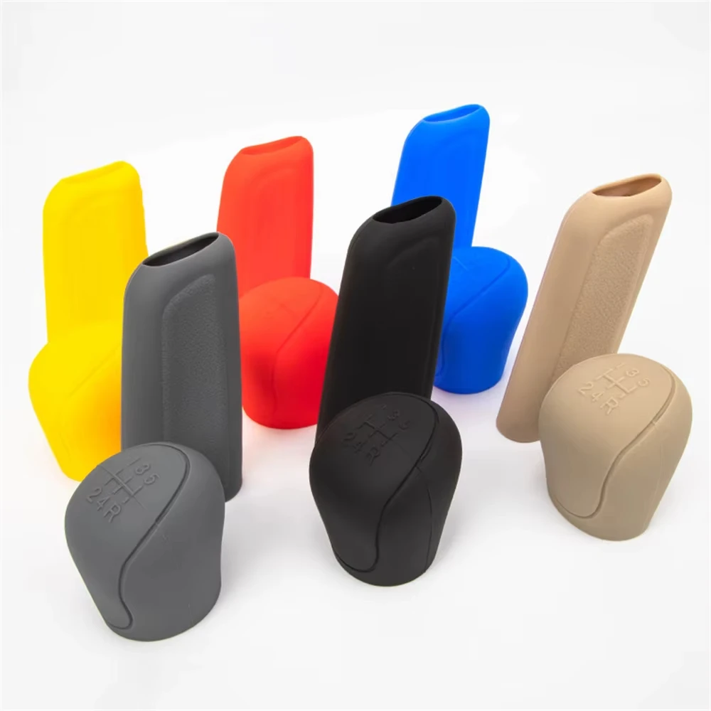 Silicone Car Gear Shift Knob Cover Non-Slip Handbrake Grip Handle Automobile Gear Shift Collar Interior Accessories