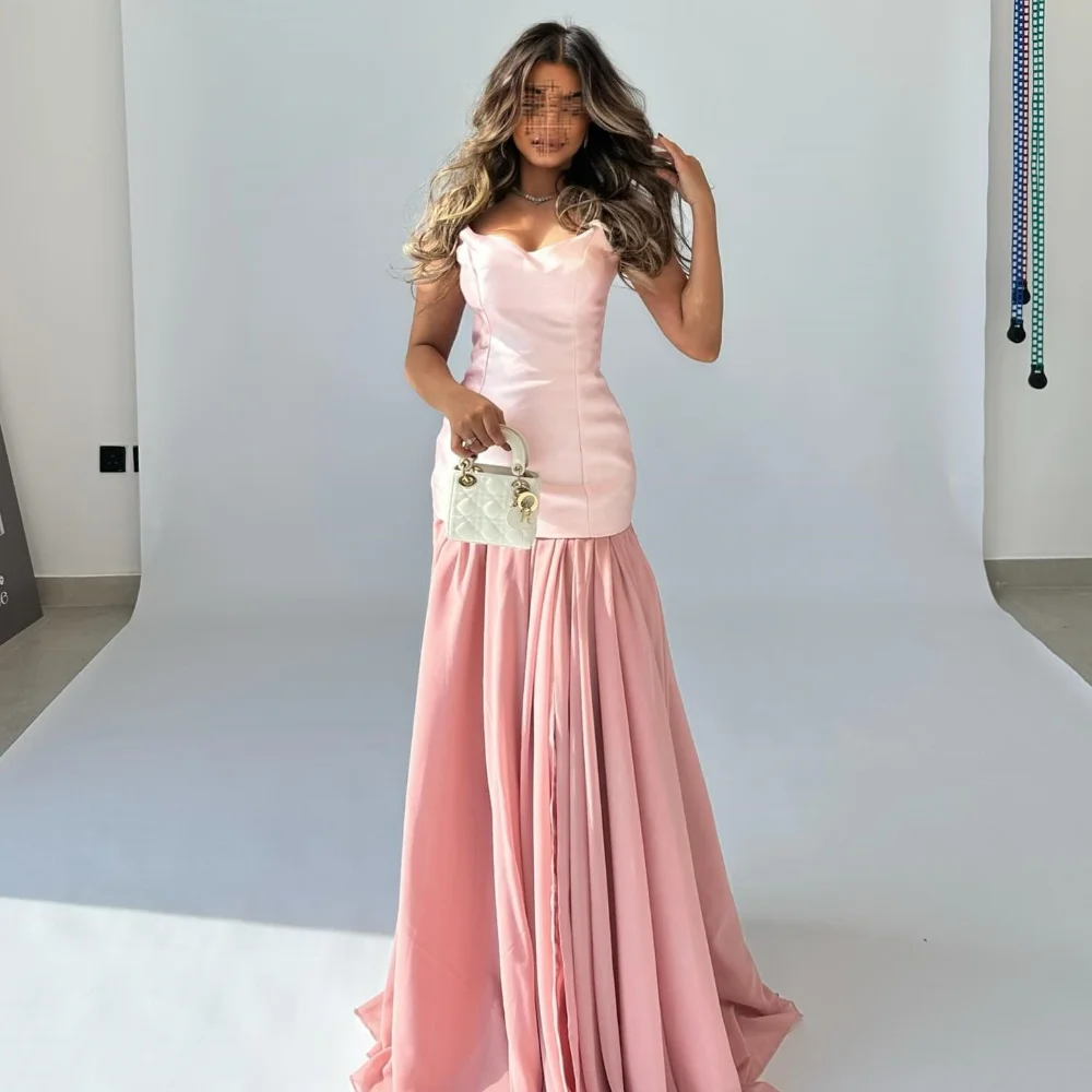 Customized Sizes Available High Quality Pleat Draped A-line Strapless Long Dresses Bespoke Occasion Dresses Casual Classic