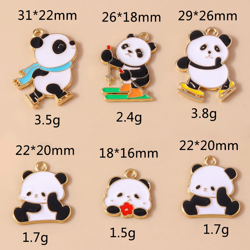 20 Stück Cartoon-Tier-Anhänger aus Emaille, Panda-Bambus-Charms für die Herstellung von Halsketten, Ohrringen, DIY-Bastelarbeiten, Schmuckzubehör – Detail 11