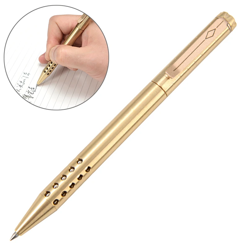 Retro Brass Pen With Gift Box Rollerball Pen Copper Durable Copper Gift Pen Handmade Signing Pen Outdoor Tools