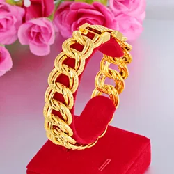 Fashion 22k Yellow Gold Bracelet Jewelry for Women Wedding Engagement Statement Bracelets Gold Bangles Girlfriend Gifts